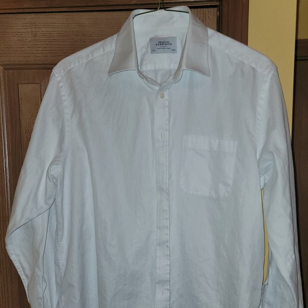 Charles Tyrwhitt Men’s Dress Shirt White 17" x 37" French cuffs Classic Fit